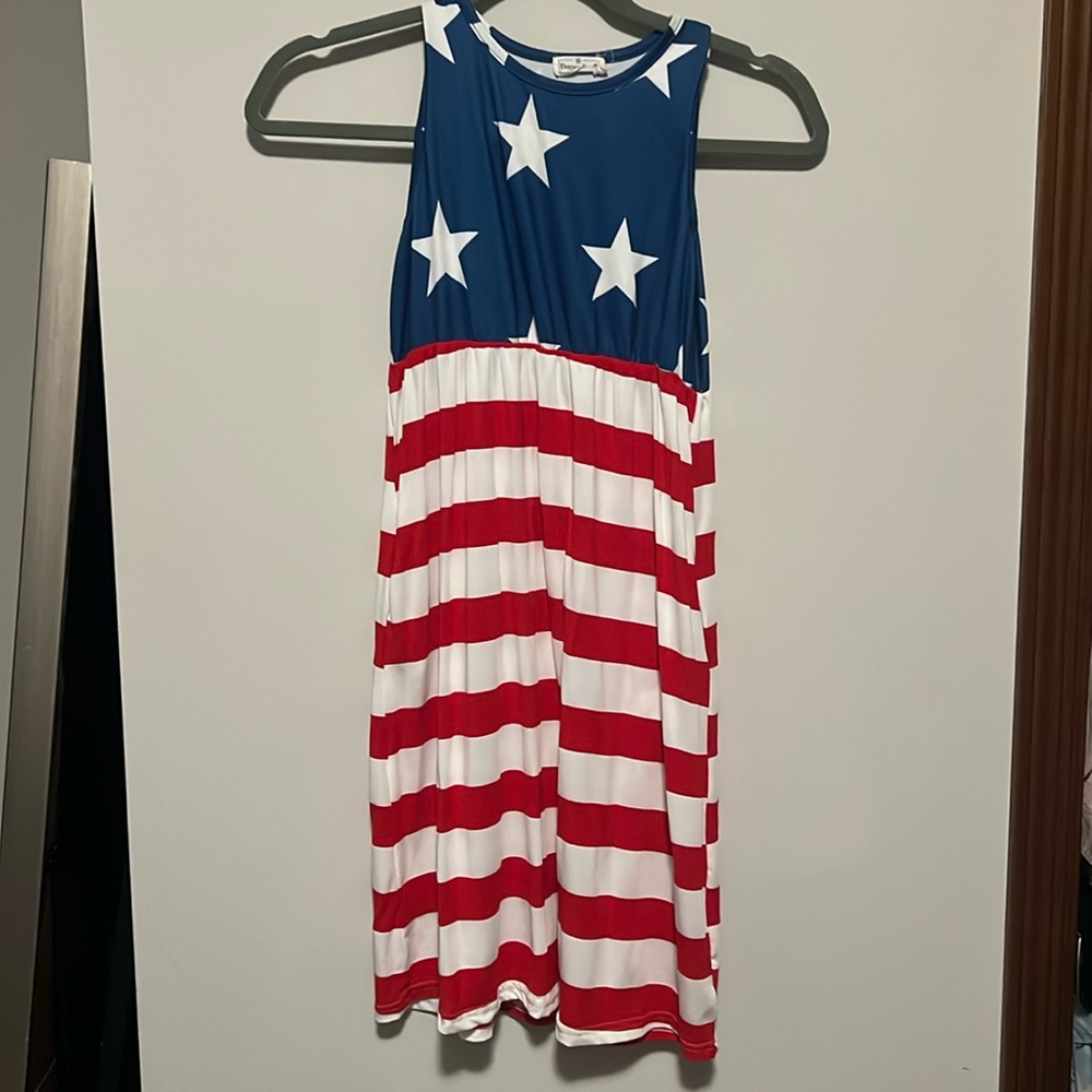 Kids American Flag Sleeveless long dress